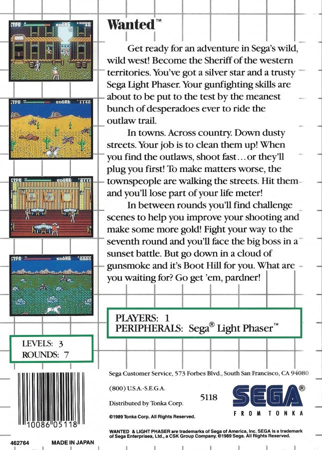 Wanted – Sega Master System (SMS)