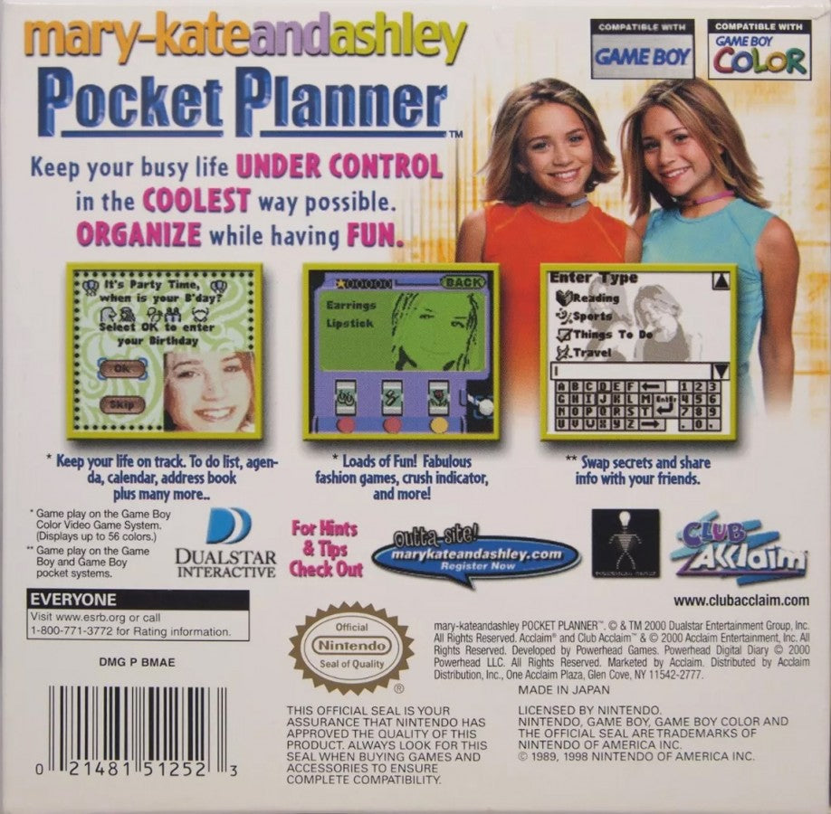 Mary-Kate and Ashley: Pocket Planner – Game Boy Color (GBC)