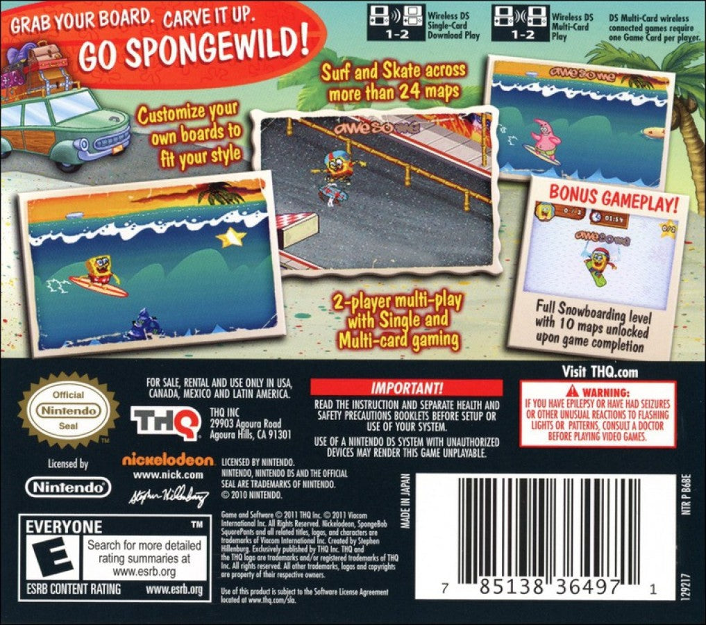 Spongebob Squarepants: Surf & Skate Roadtrip — Nintendo DS (DS)