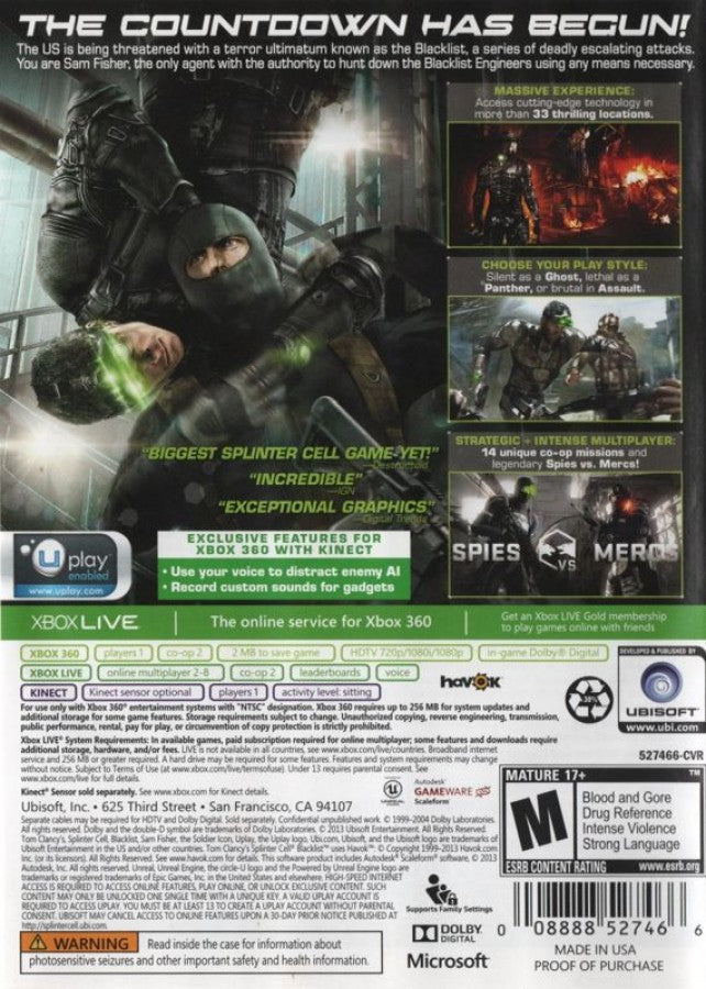 Tom Clancy's Splinter Cell: Blacklist – Xbox 360 (X360)