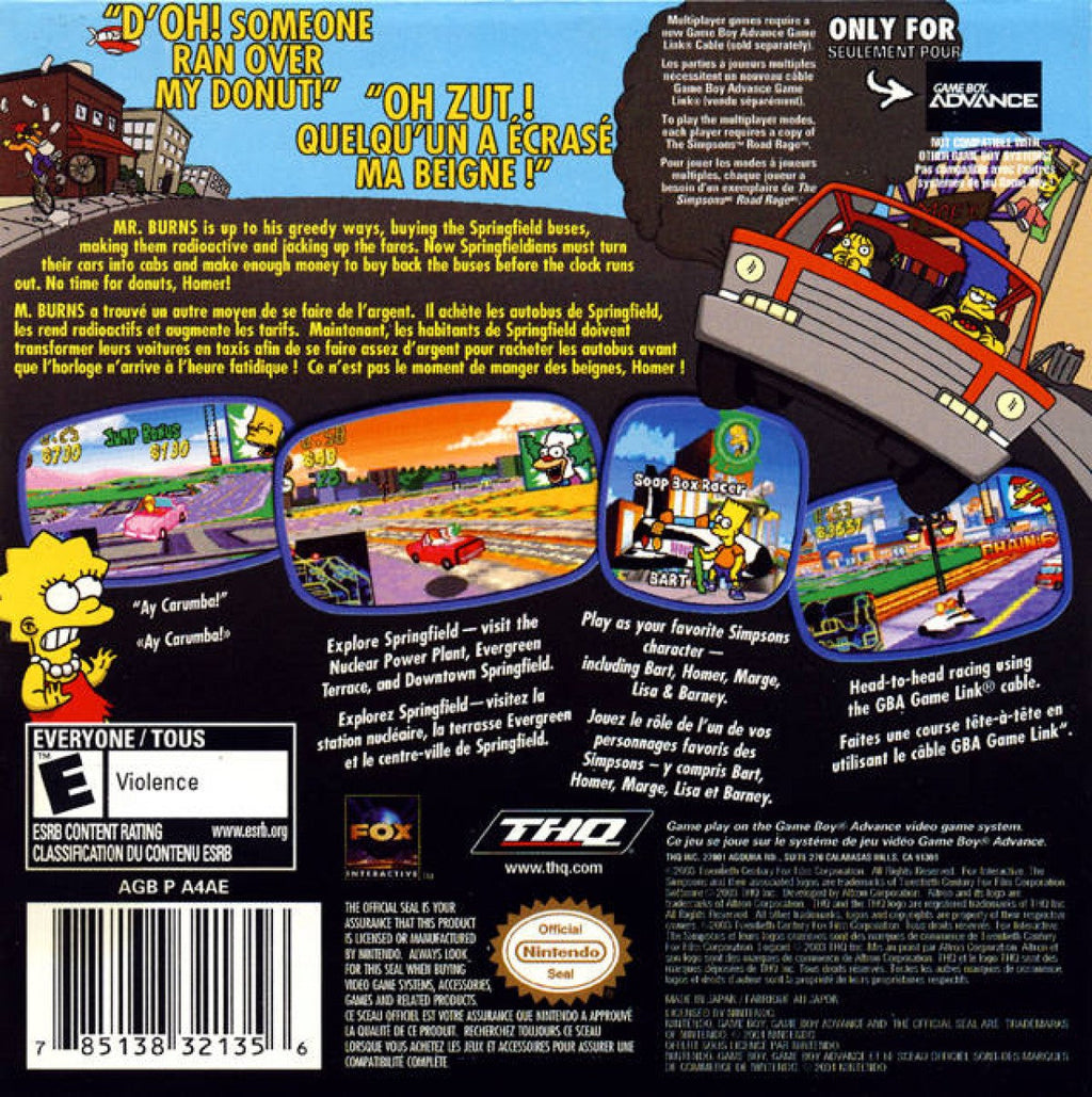 The Simpsons: Road Rage– Game Boy Advance (GBA)