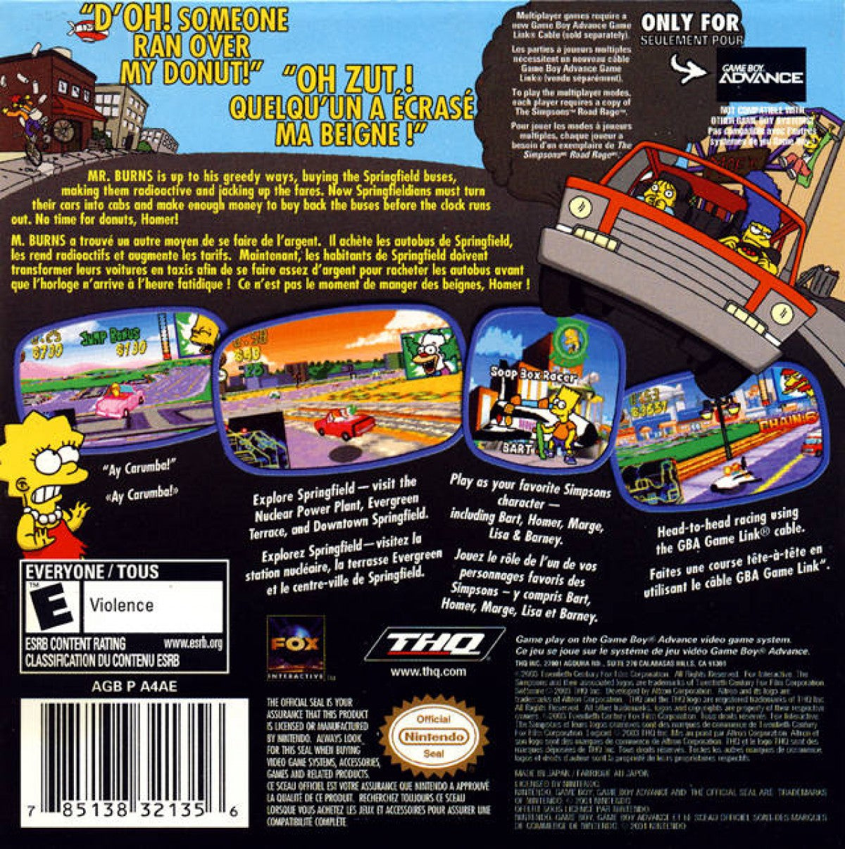 The Simpsons: Road Rage– Game Boy Advance (GBA)