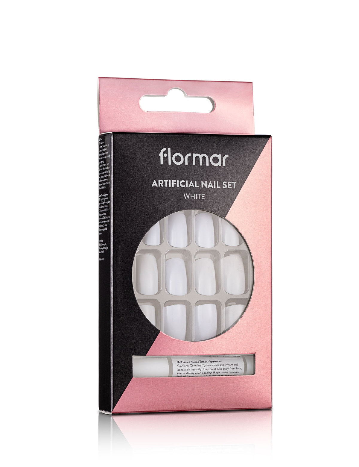 Flormar False Nail Set 052 with Adhesive for Instant Manicure