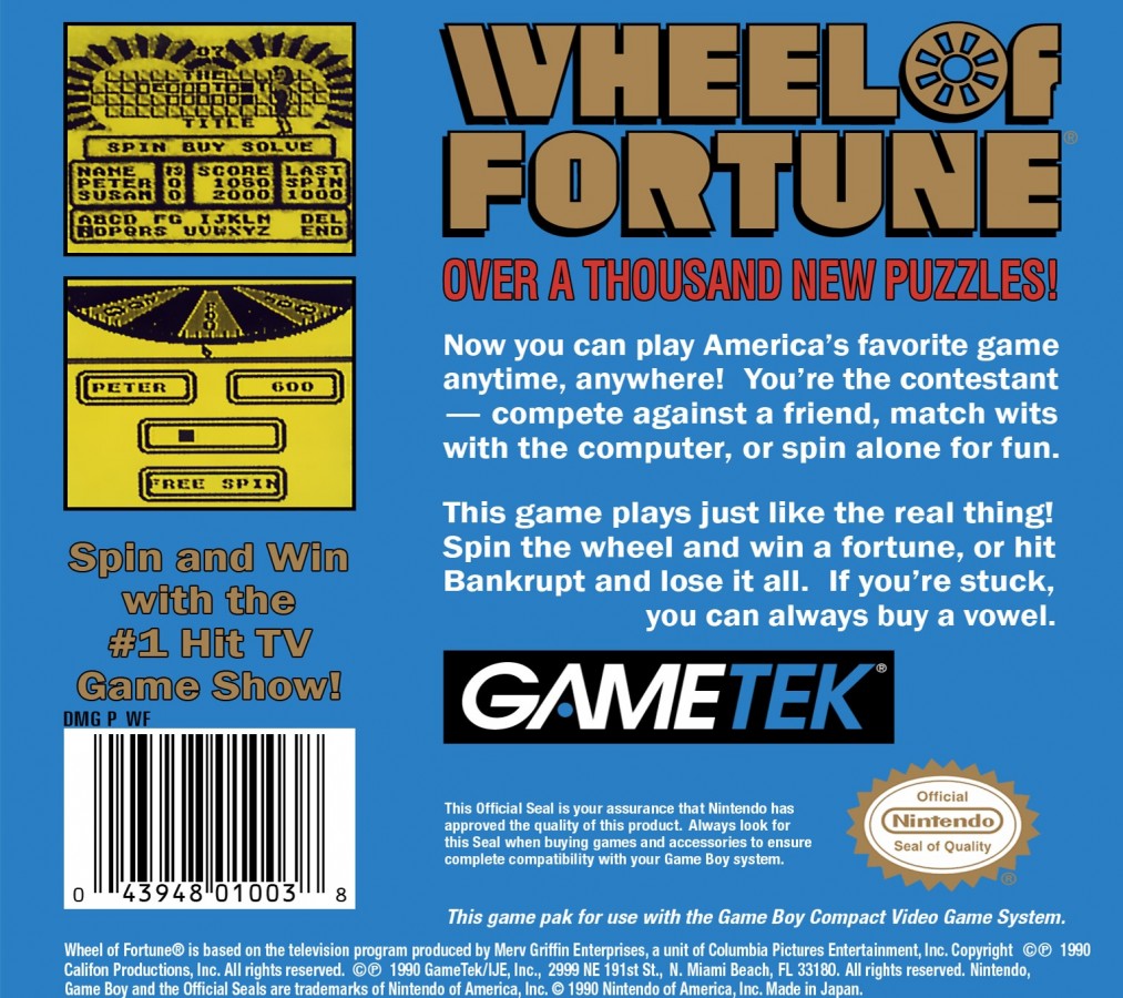 Wheel of Fortune – Game Boy (GB)