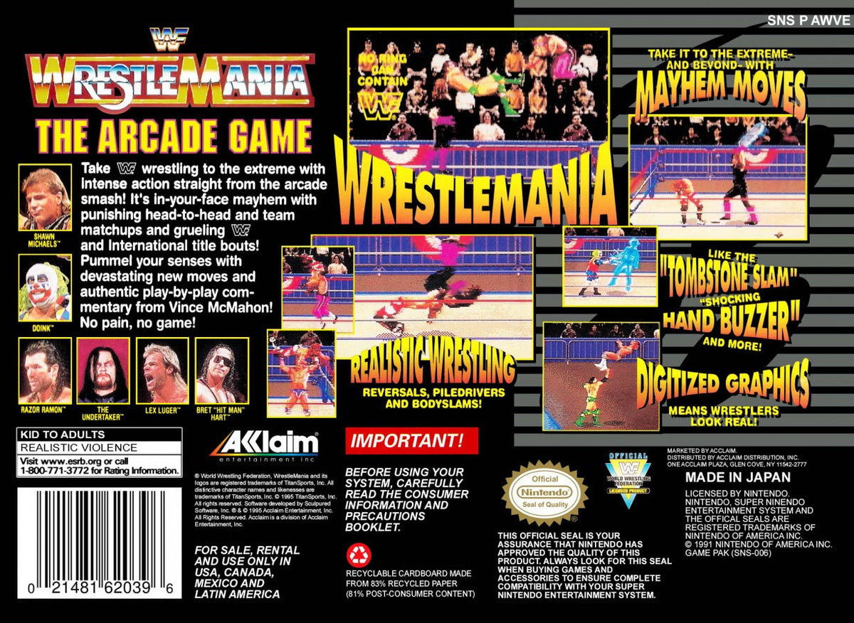 WWF Wrestlemania Arcade Game – Super Nintendo Entertainment System (SNES)