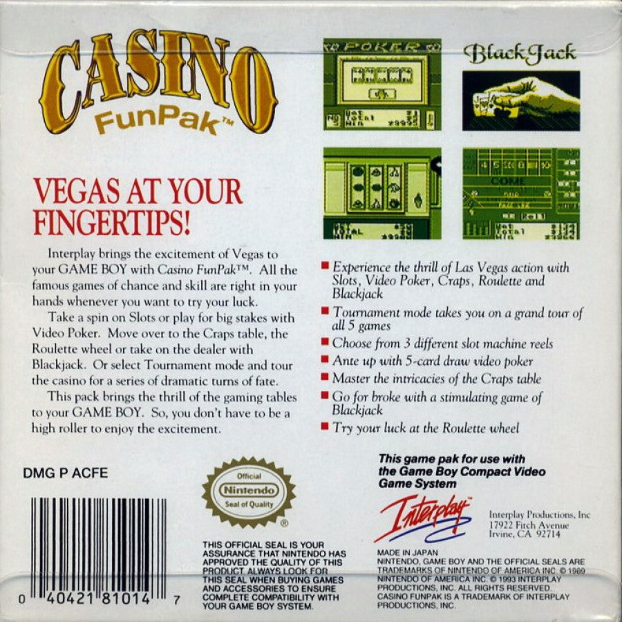 Casino FunPak – Game Boy (GB)