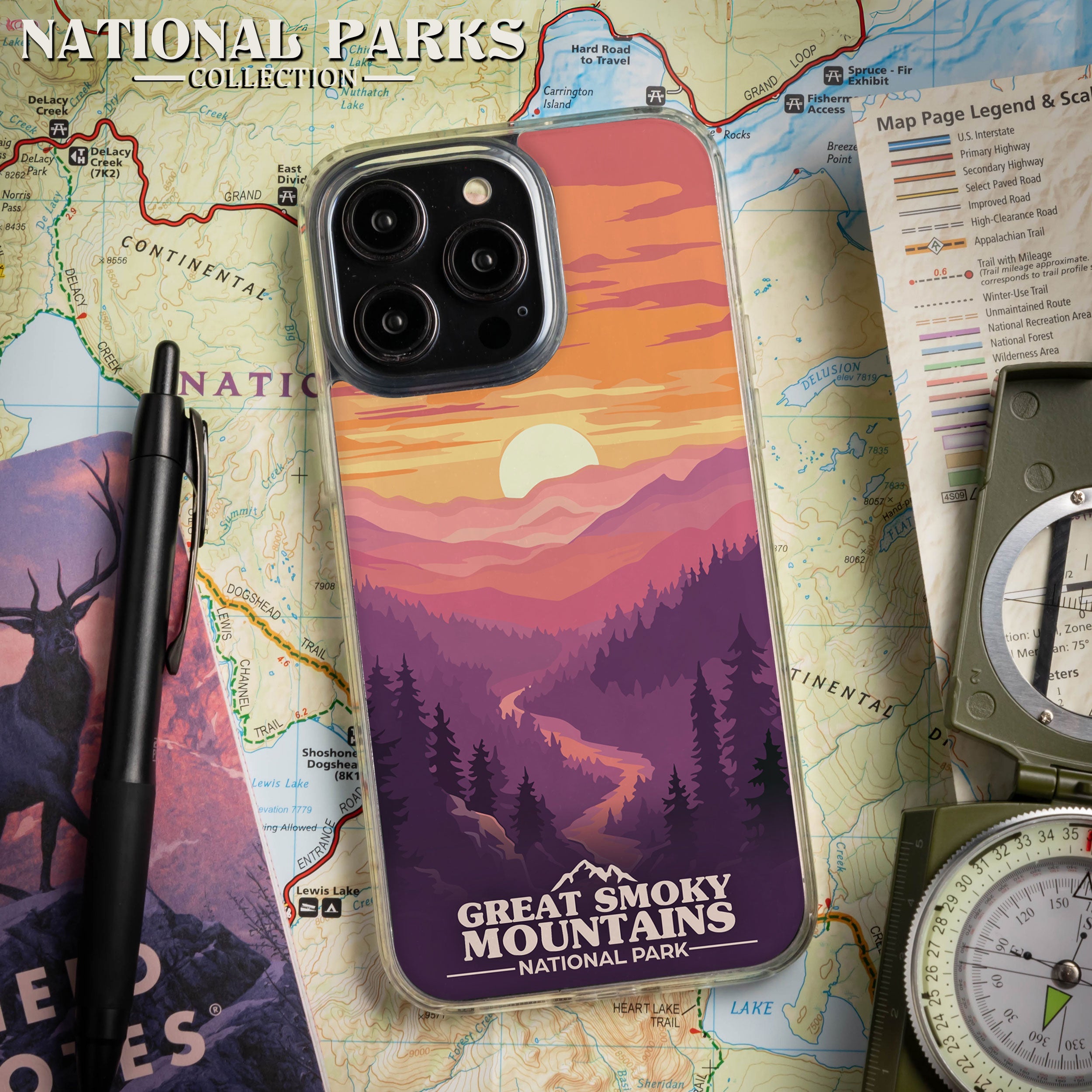National Parks Great Smoky Mountains HD Apple iPhone 15 Series Mag-Safe Phone Case