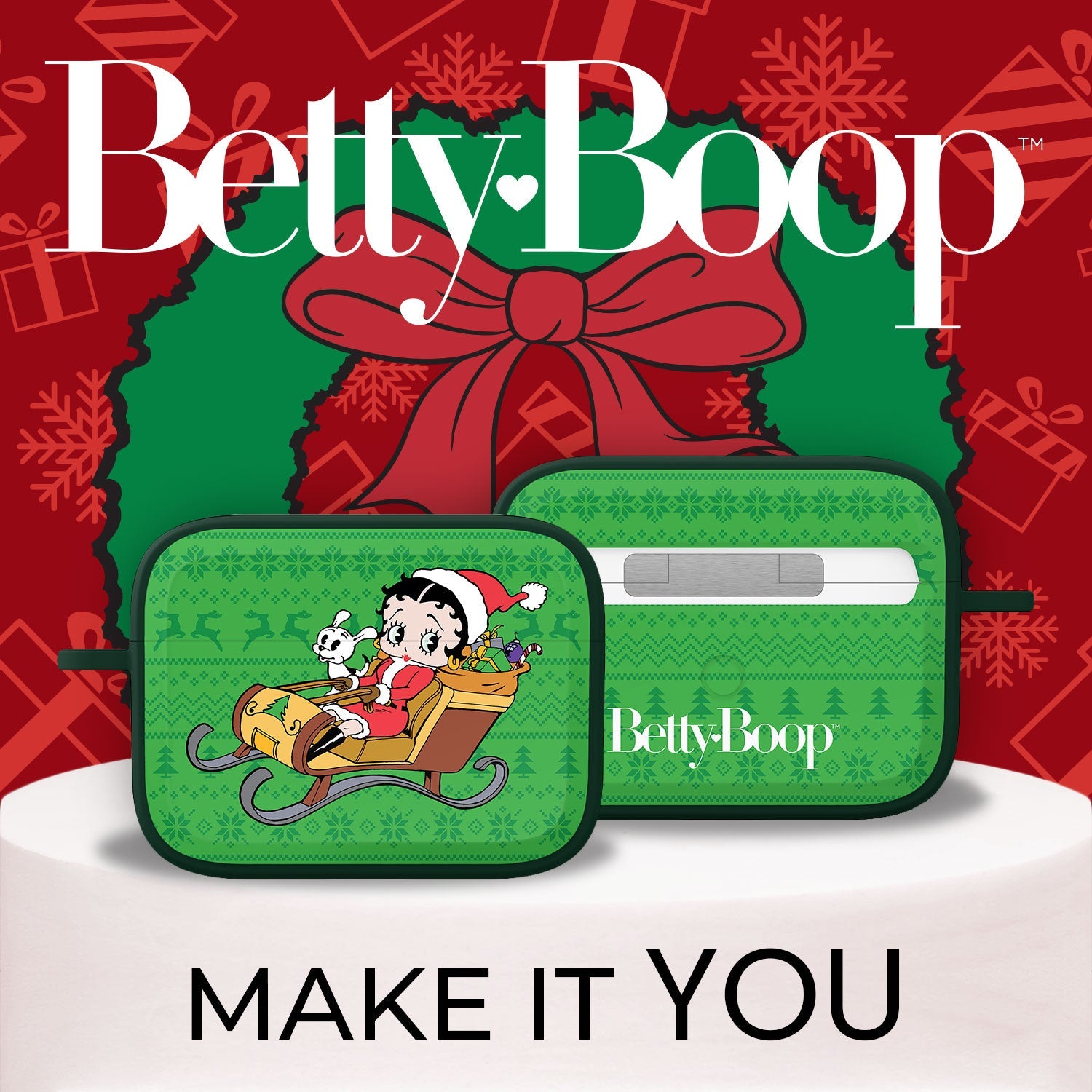 Betty Boop Happy Holidays HDX Apple AirPods Pro 1 & 2 Case Cover