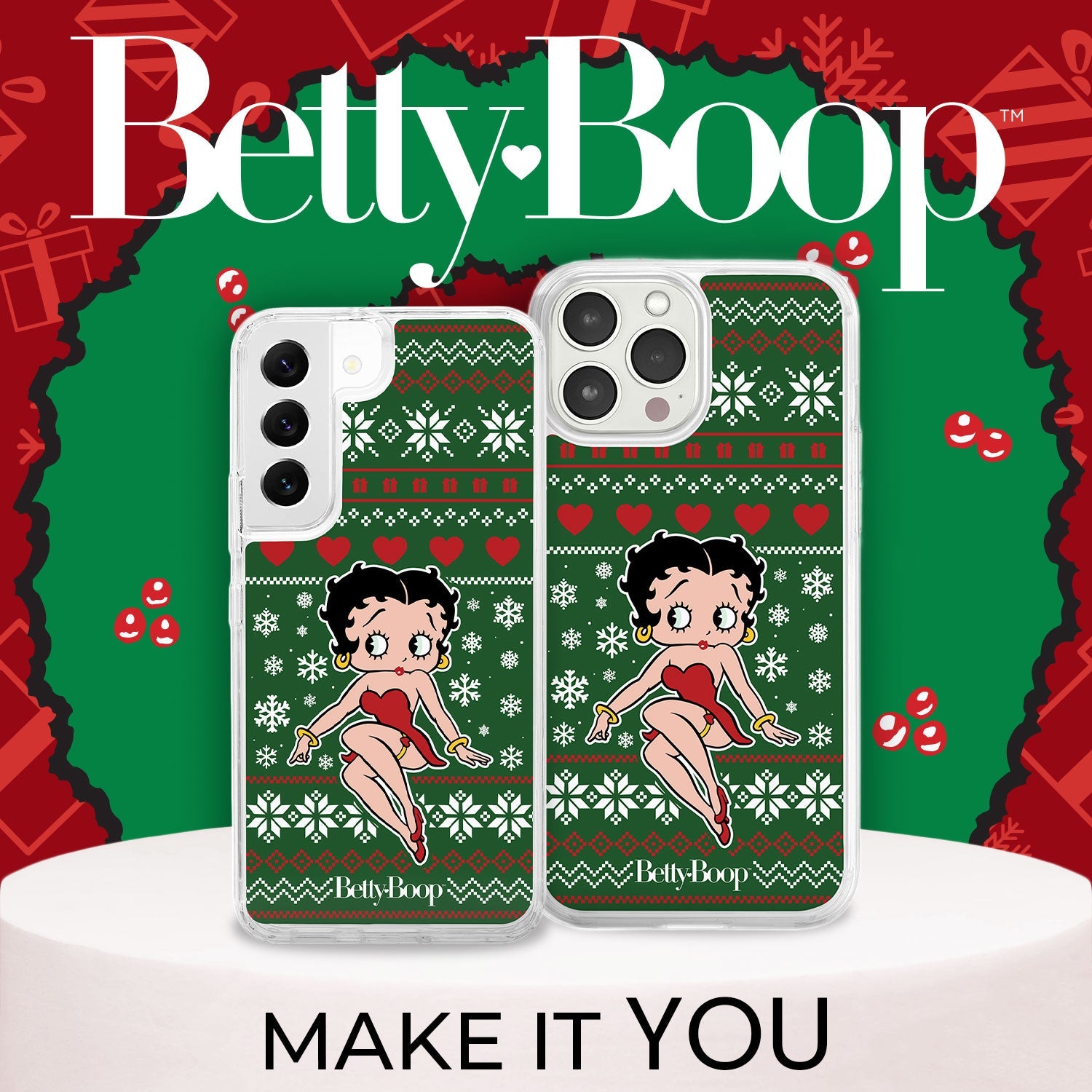 Betty Boop Happy Holidays HD Apple iPhone 14 Series Mag-Safe Phone Case