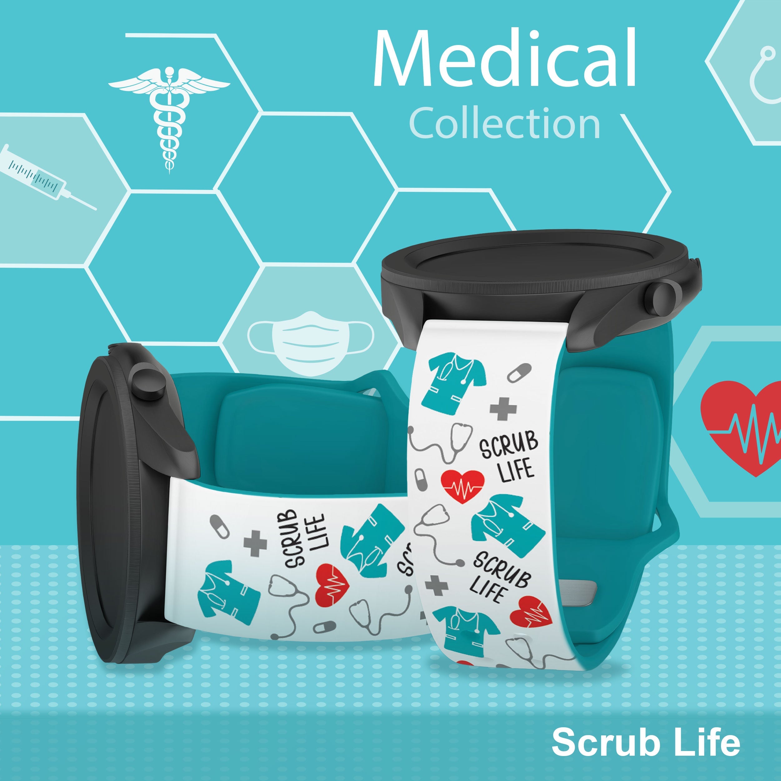 Nursing HD  Watchband for Samsung, Garmin, Fossil, and More for Samsung, Garmin, Fossil, and More