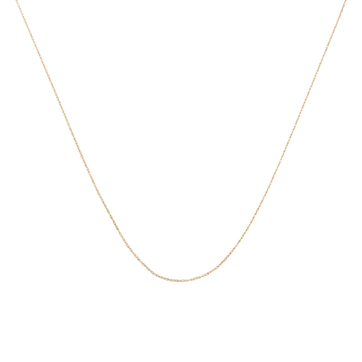 10K Gold 0.5 mm Slender & Dainty Fine Rope Chain Necklace
