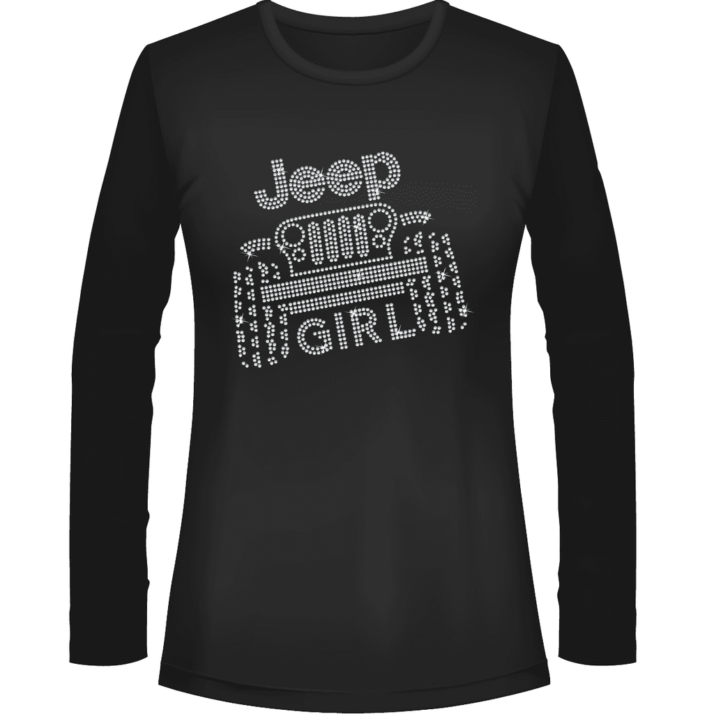 Jeeper Girl Rhinestone Tee Black, Short or Long  Sleeve 1