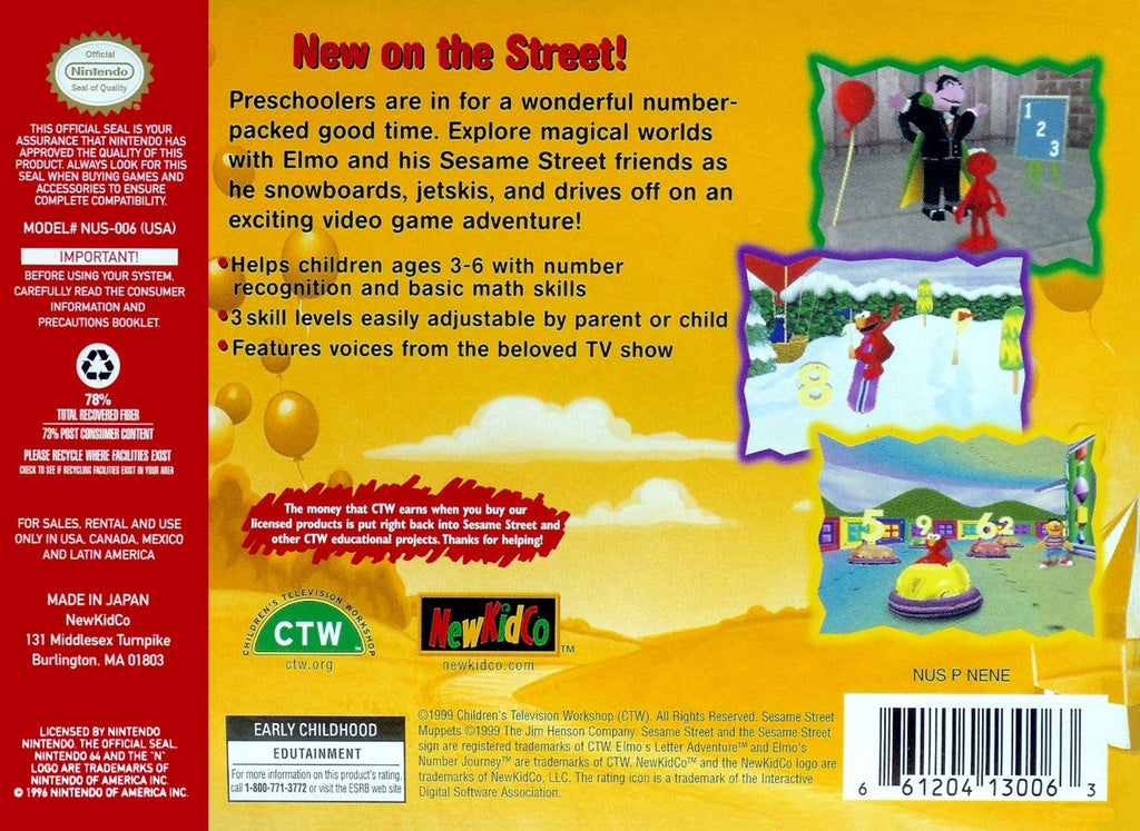 Elmo's Number Journey [In Box] [Missing Manual] – Nintendo 64 (N64)