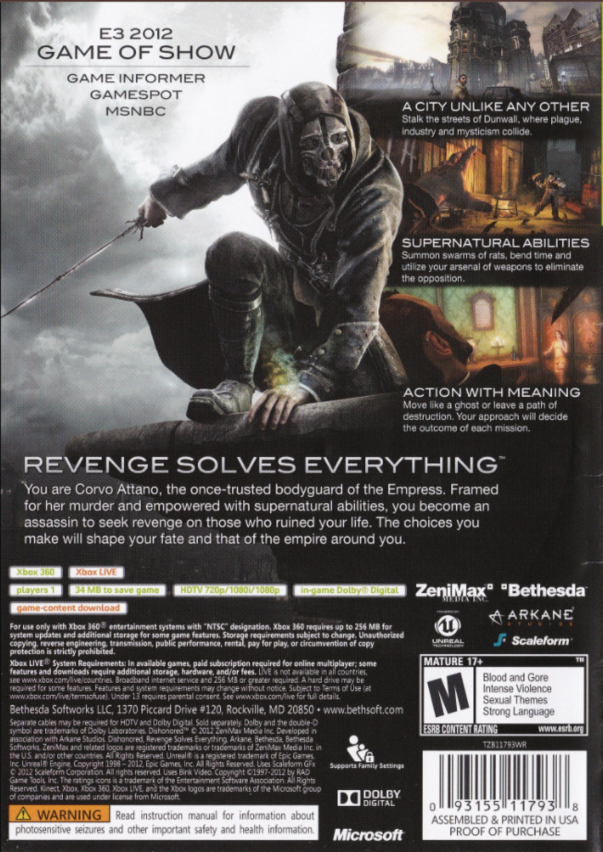 Dishonored [Platinum Hits] — Xbox 360 (X360)