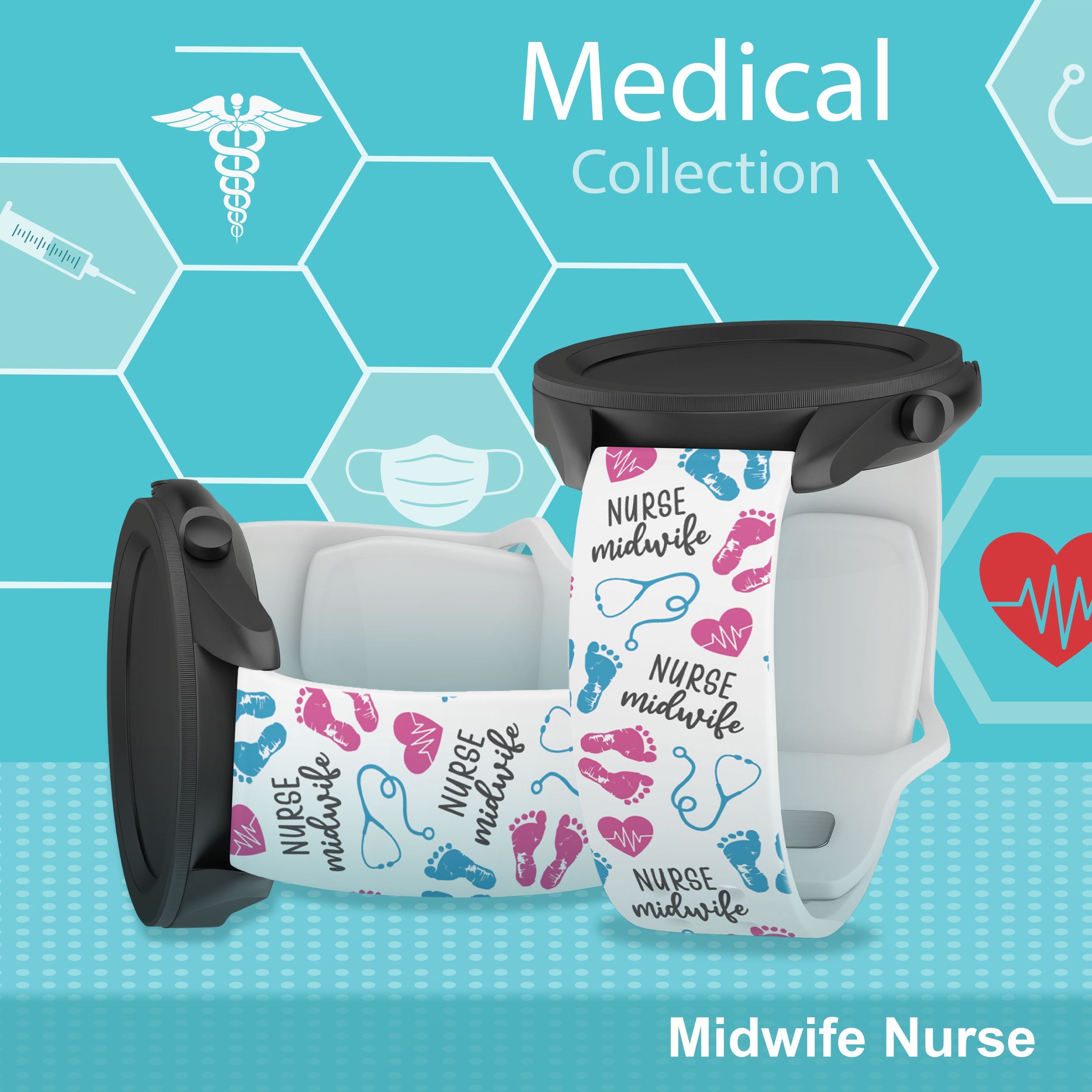 Nursing HD  Watchband for Samsung, Garmin, Fossil, and More for Samsung, Garmin, Fossil, and More