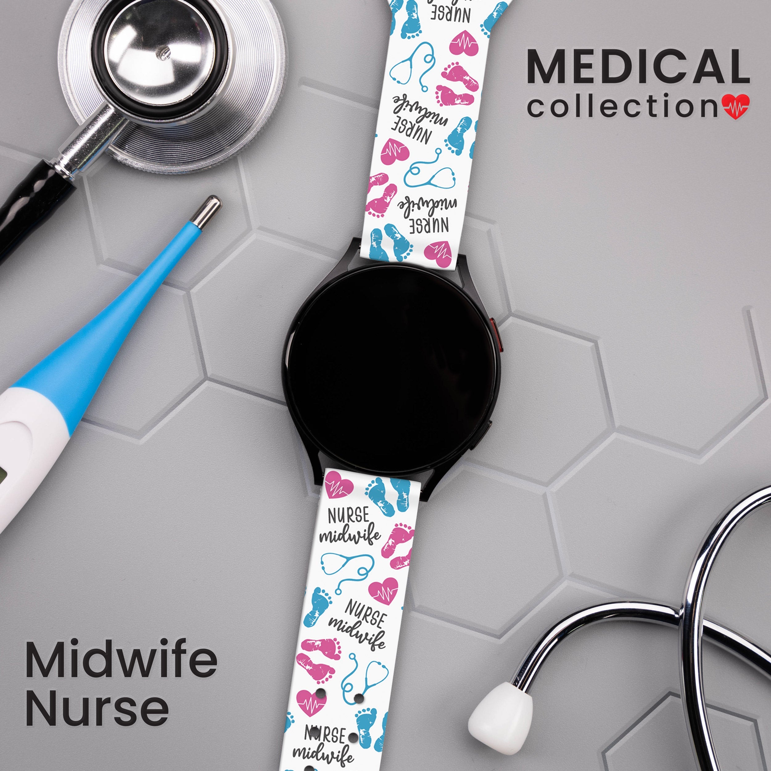 Nursing HD  Watchband for Samsung, Garmin, Fossil, and More for Samsung, Garmin, Fossil, and More
