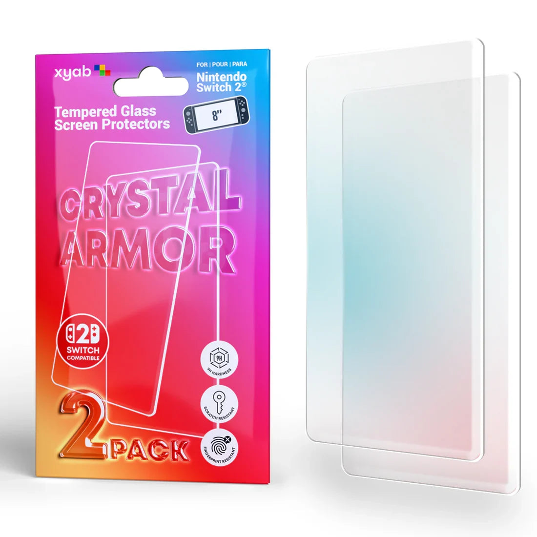 Crystal Armor 2 Pack Tempered Glass Screen Protector for Nintendo Switch 2 – Nintendo Switch 2 (NS2)