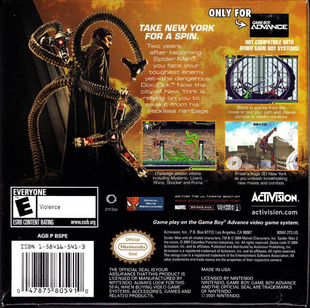 Spider-Man 2 – Game Boy Advance (GBA)