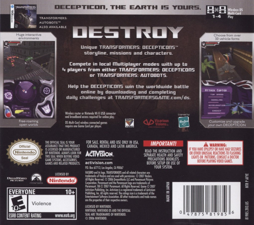 Transformers: Decepticons – Nintendo DS (DS)