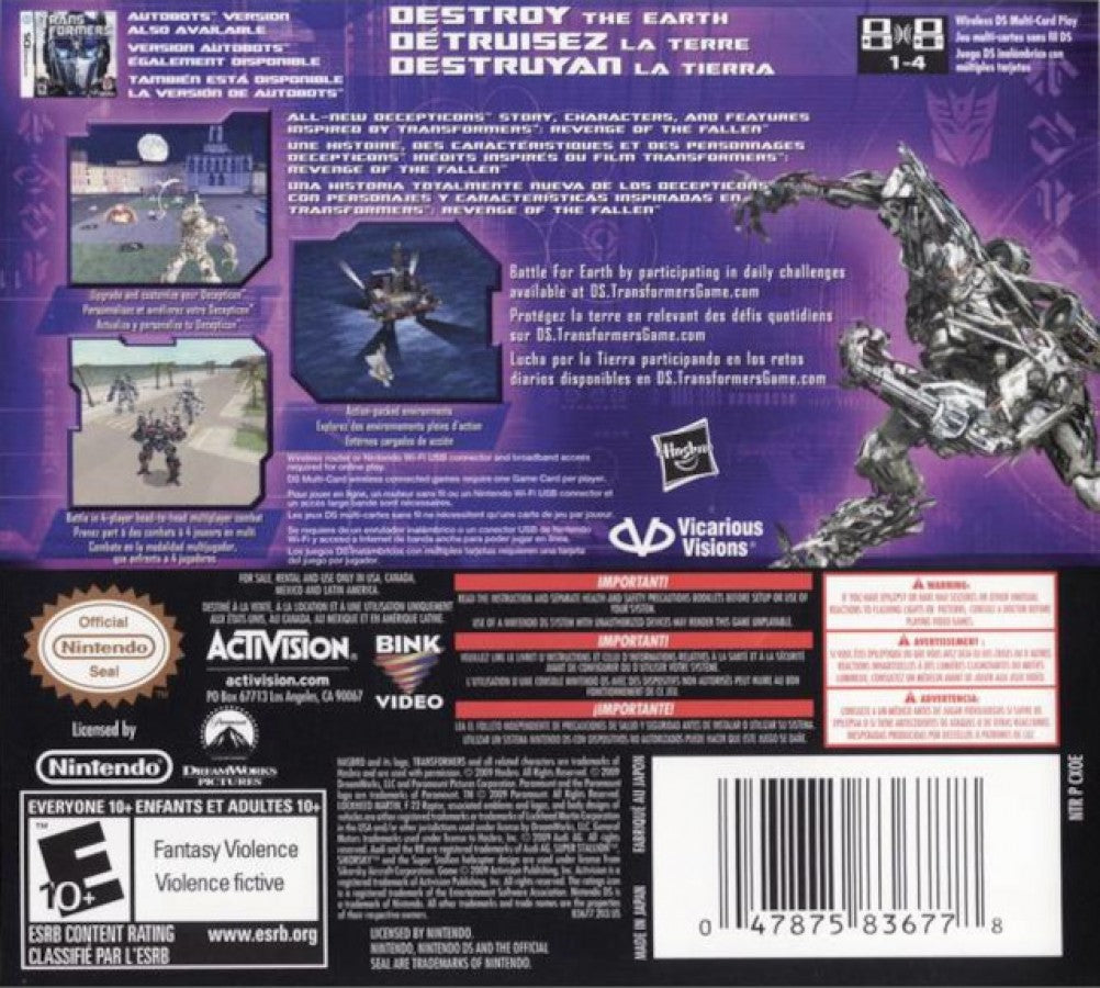 Transformers: Revenge of the Fallen: Decepticons — Nintendo DS (DS)