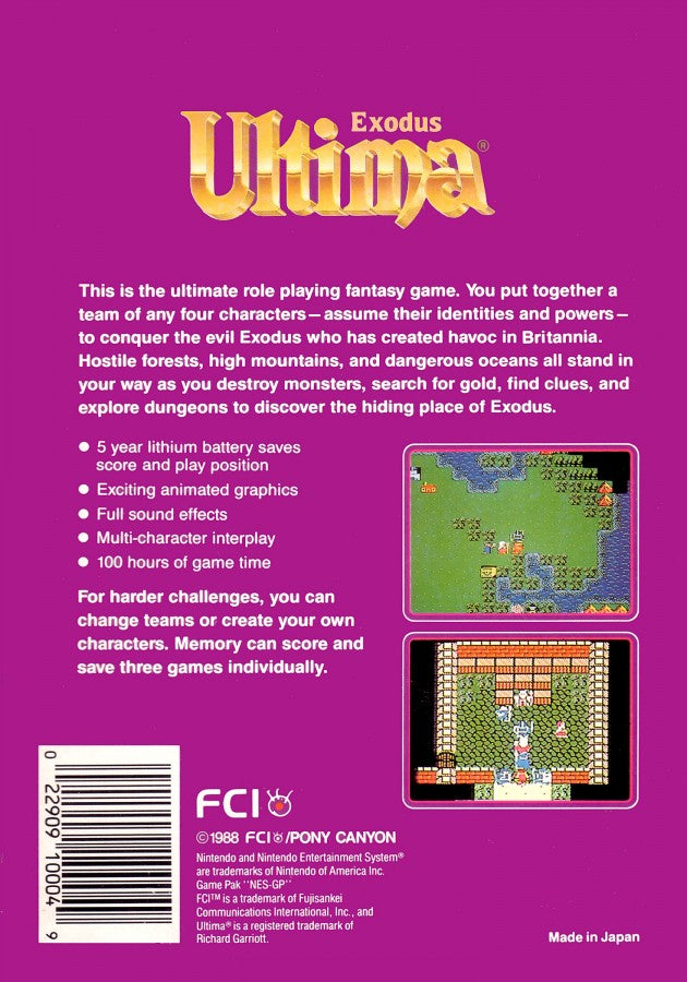 Ultima: Exodus – Nintendo Entertainment System (NES)
