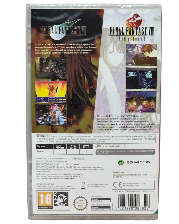 Final Fantasy VII & VIII: Remastered [Twin Pack] [PAL Import] – Nintendo Switch (NS)