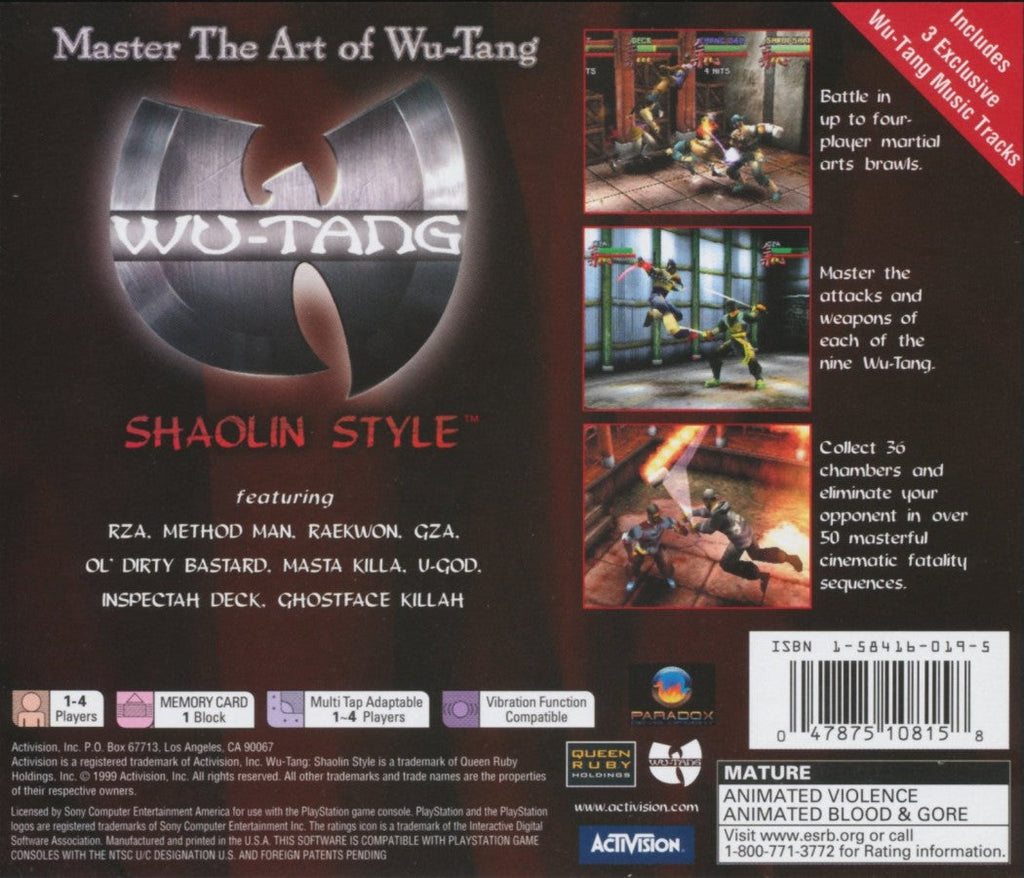 Wu-Tang Shaolin Style – PlayStation 1 (PS1)