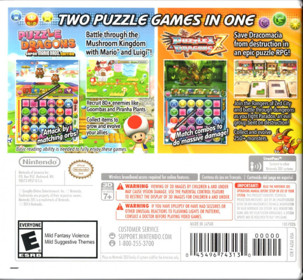 Puzzle & Dragons Z + Puzzle & Dragons: Super Mario Bros. Edition – Nintendo 3DS (3DS)