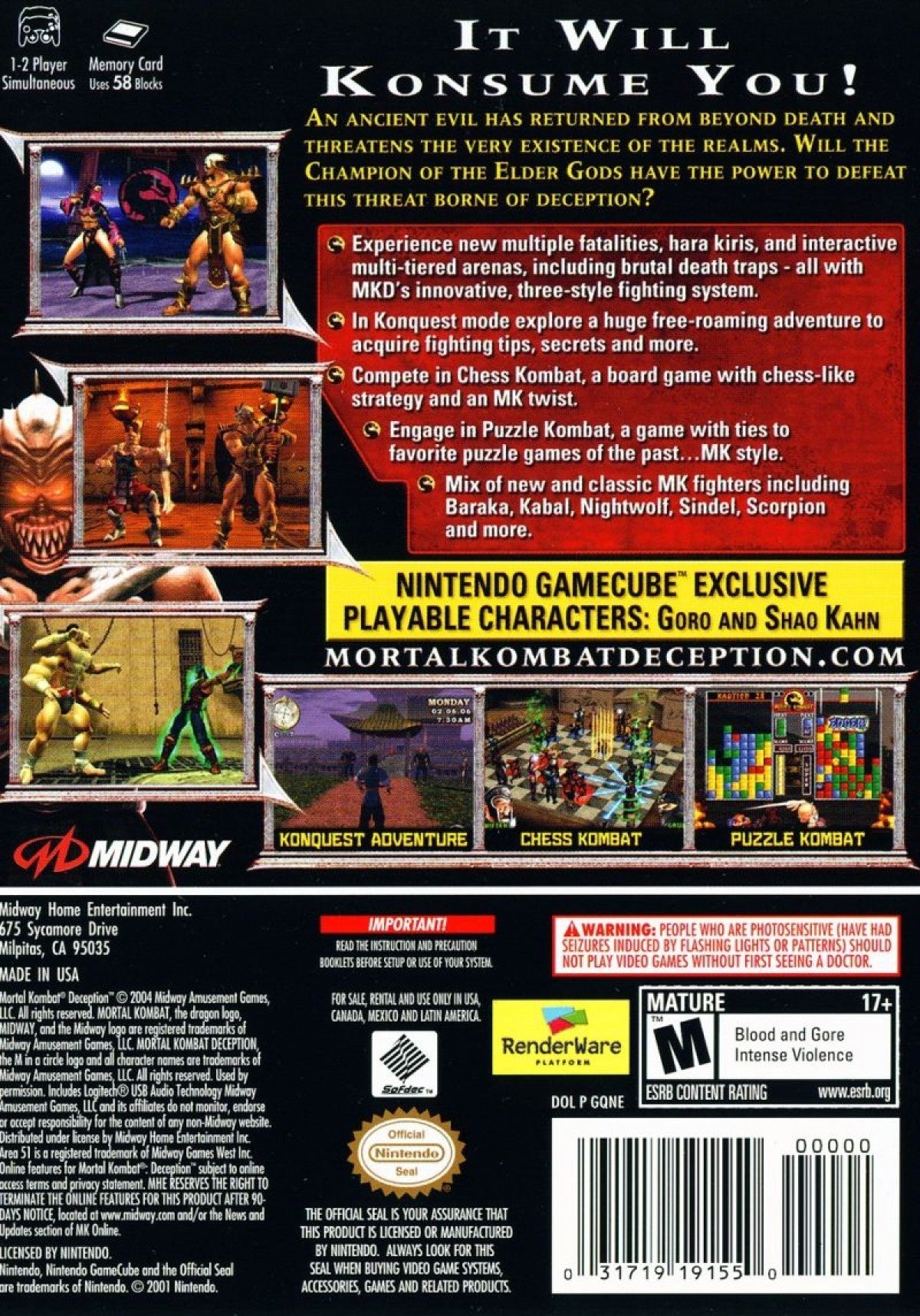 Mortal Kombat: Deception – GameCube (GC)