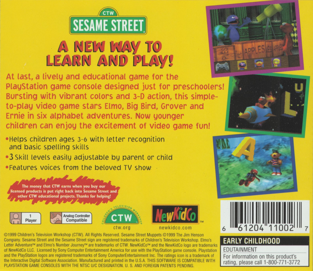Elmo's Letter Adventure – PlayStation 1 (PS1)