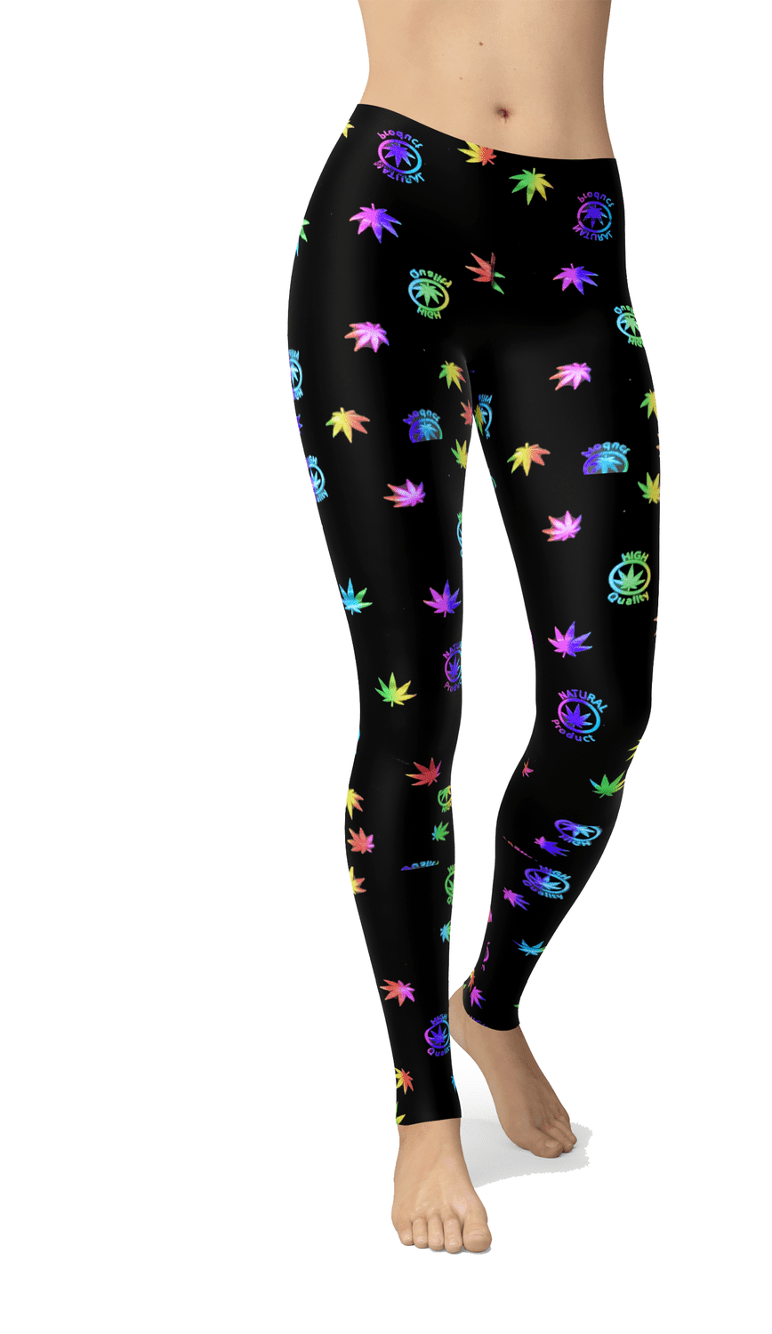 High Quality Vibes Herb Leaf Leggings with Real Glitter and Pockets