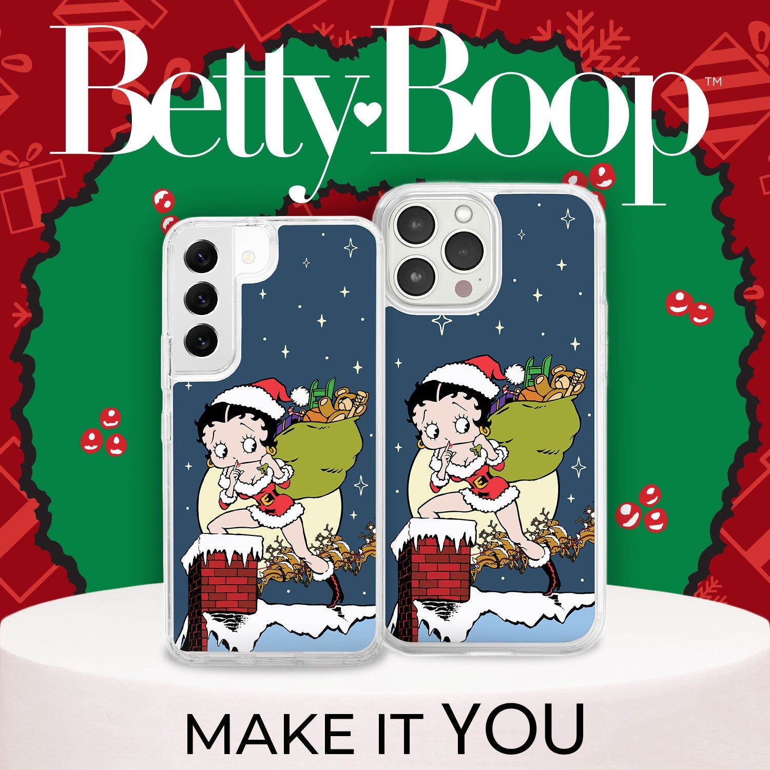 Betty Boop Happy Holidays HD Apple iPhone 14 Series Mag-Safe Phone Case