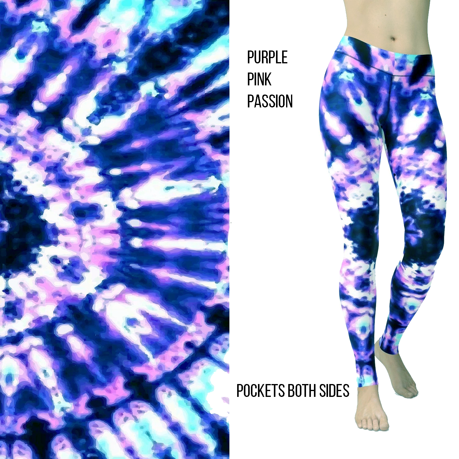 Purple Blue Passion Full Length Leggings with Pockets
