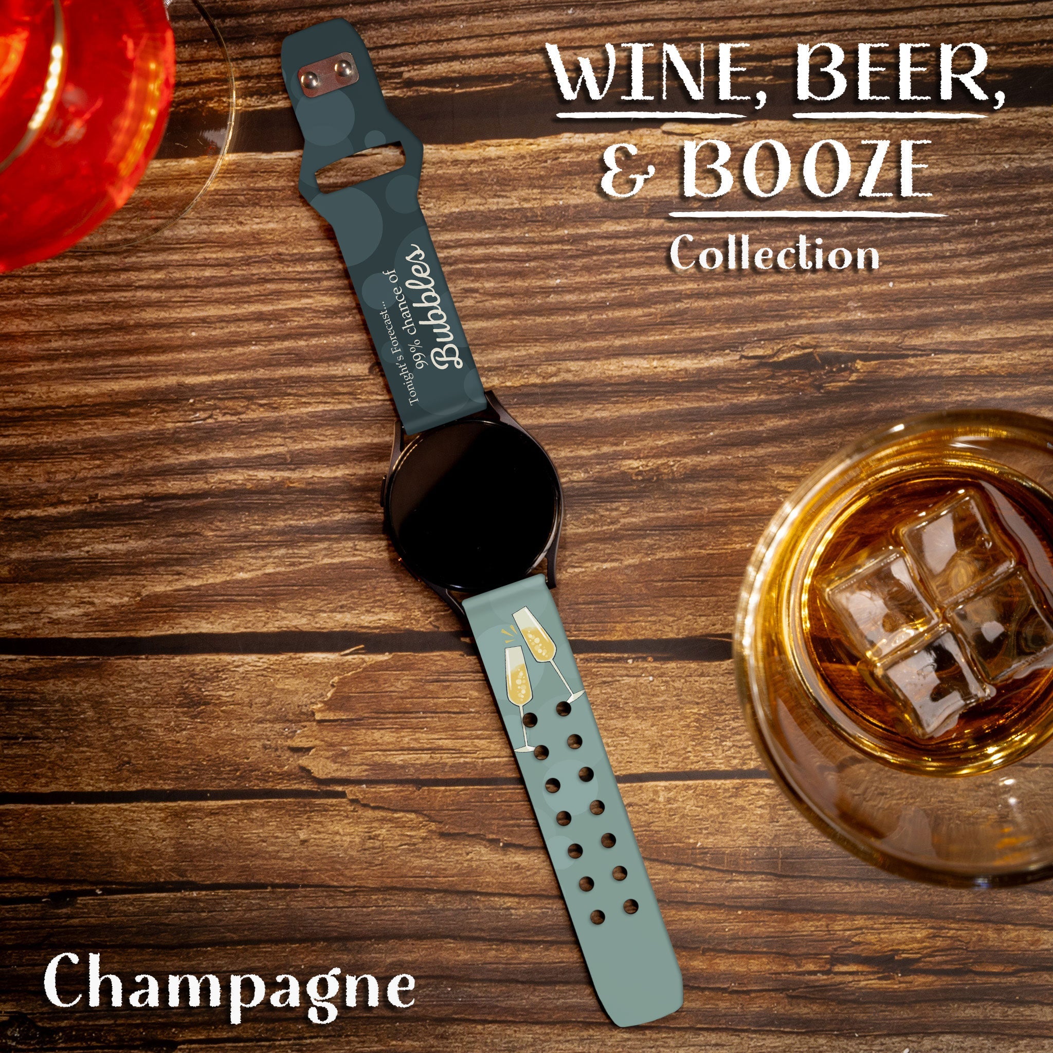 Wine, Beer, & Booze HD  Watchband for Samsung, Garmin, Fossil, and More