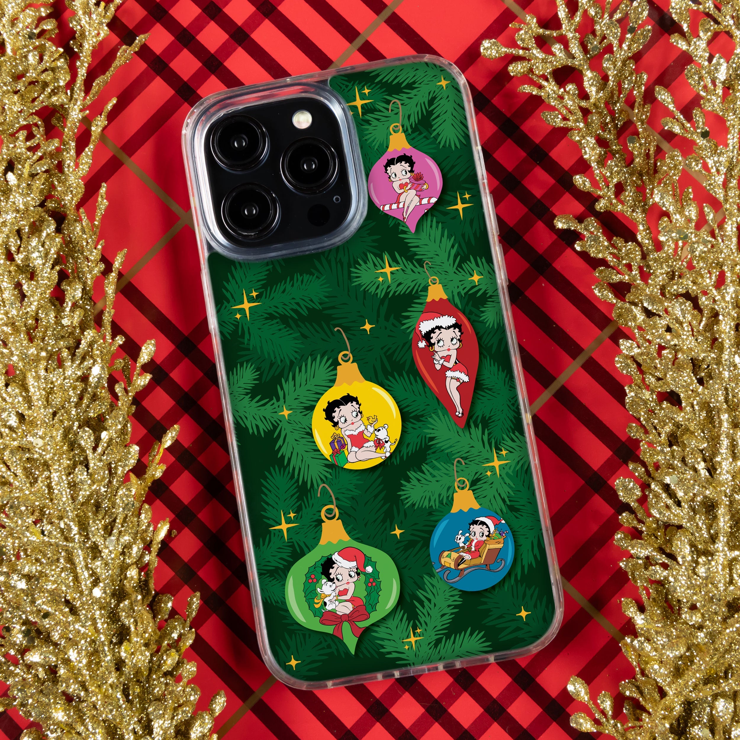 Betty Boop Happy Holidays HD Apple iPhone 14 Series Mag-Safe Phone Case