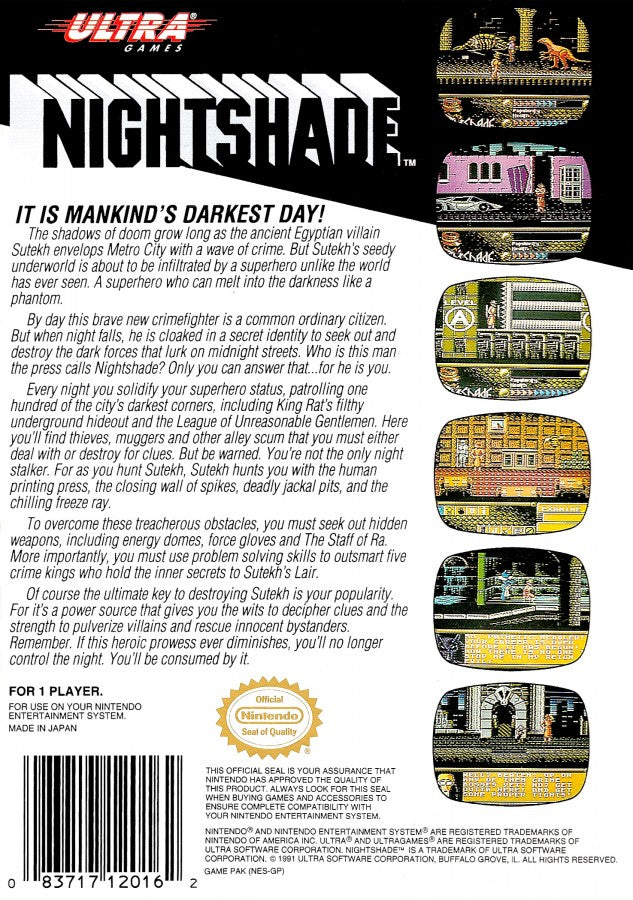 Nightshade  – Nintendo Entertainment System (NES)