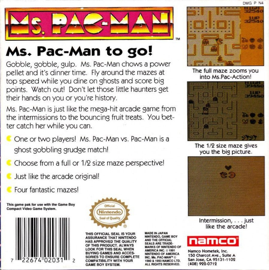 Ms. Pac-Man [Missing Manuals/Inserts] – Game Boy (GB)