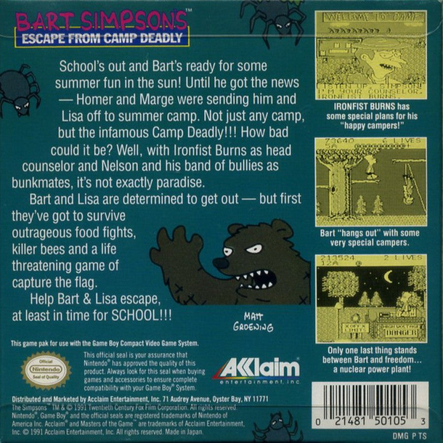Bart Simpson's Escape from Camp Deadly – Game Boy (GB)