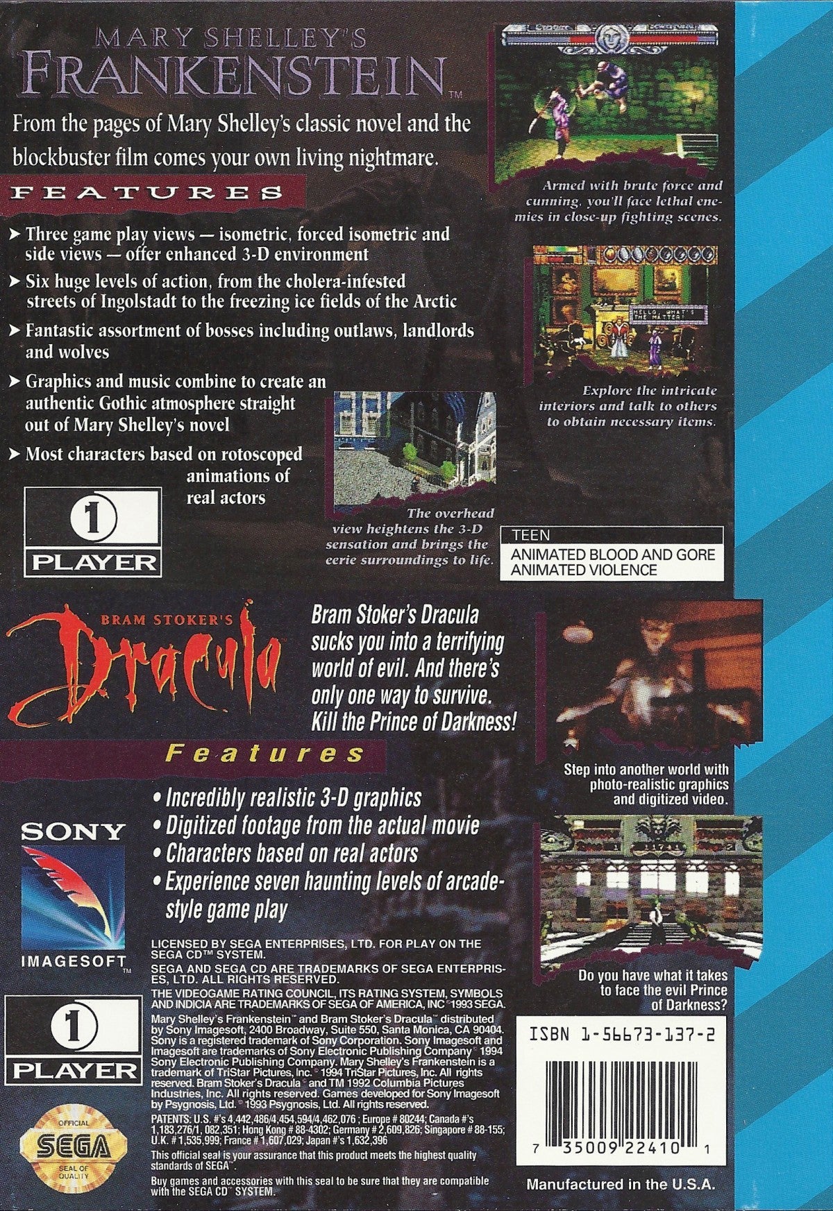 Mary Shelley's Frankenstein & Bram Stoker's Dracula – Sega CD (SCD)