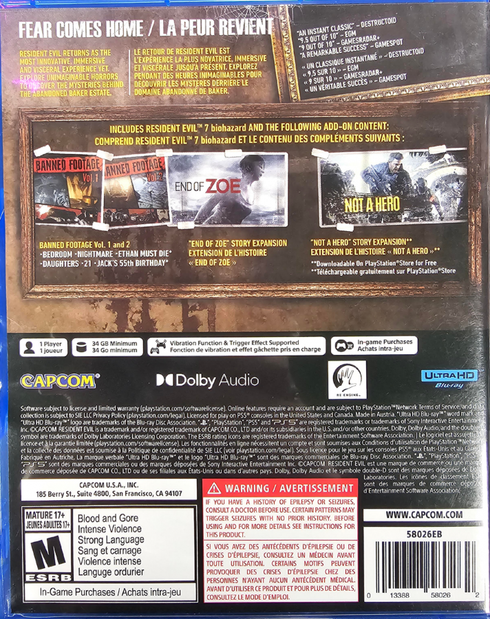 Resident Evil 7 Biohazard: Gold Edition – Playstation 5 (PS5)
