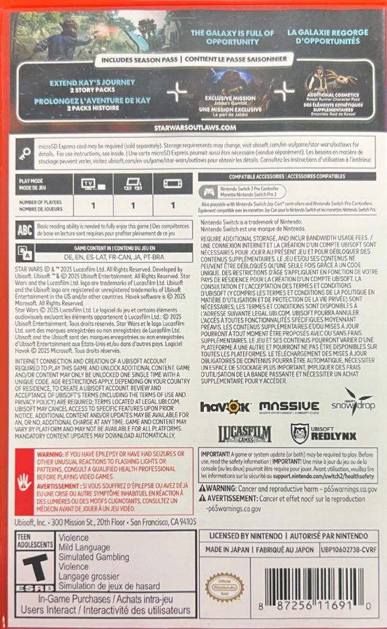 Star Wars: Outlaws – Nintendo Switch 2 (NS2)