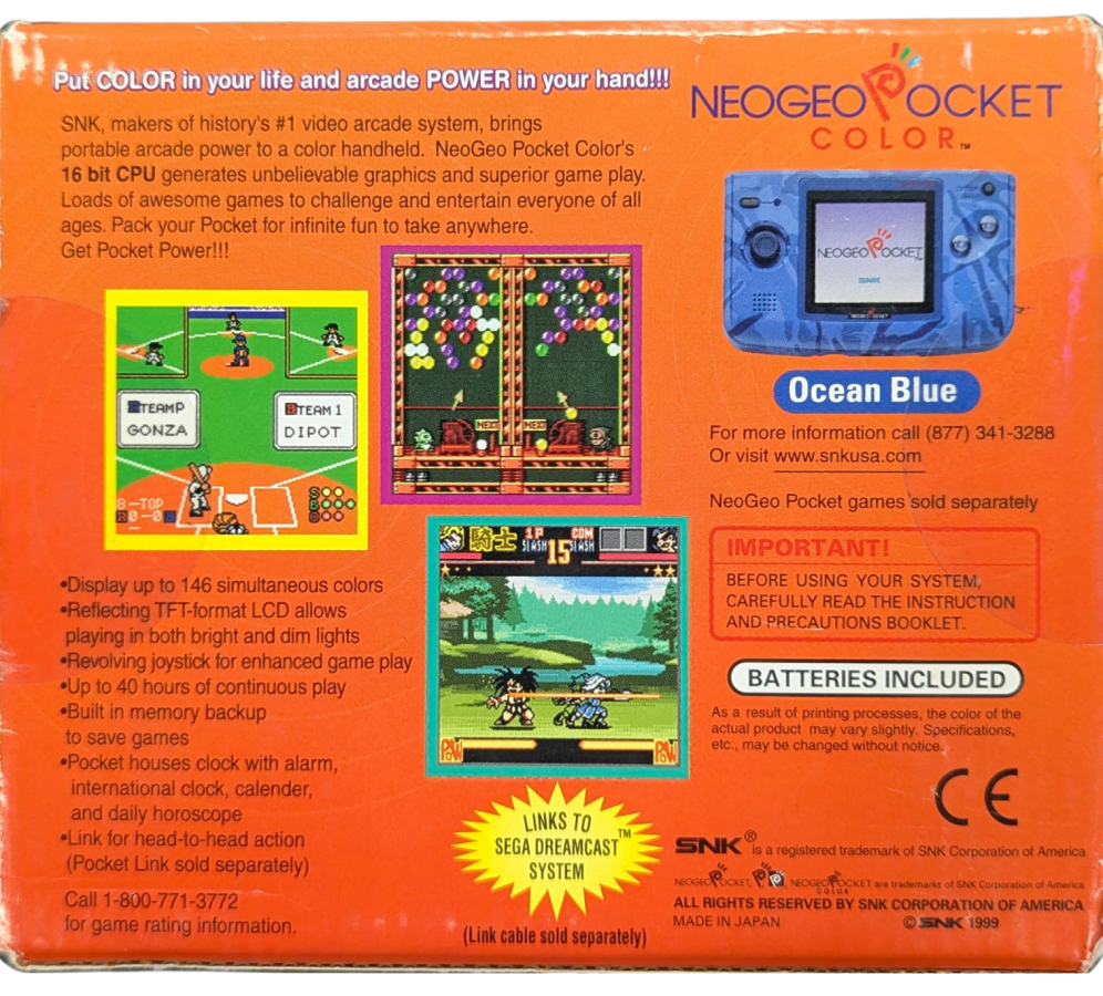 Neo Geo Pocket Color System (NGPC) [Ocean Blue][CIB] – Scratch & Scuff Condition