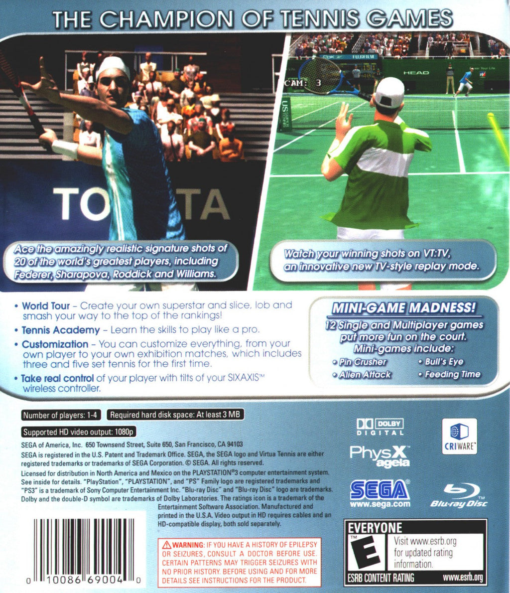 Virtua Tennis 3 – PlayStation 3 (PS3)