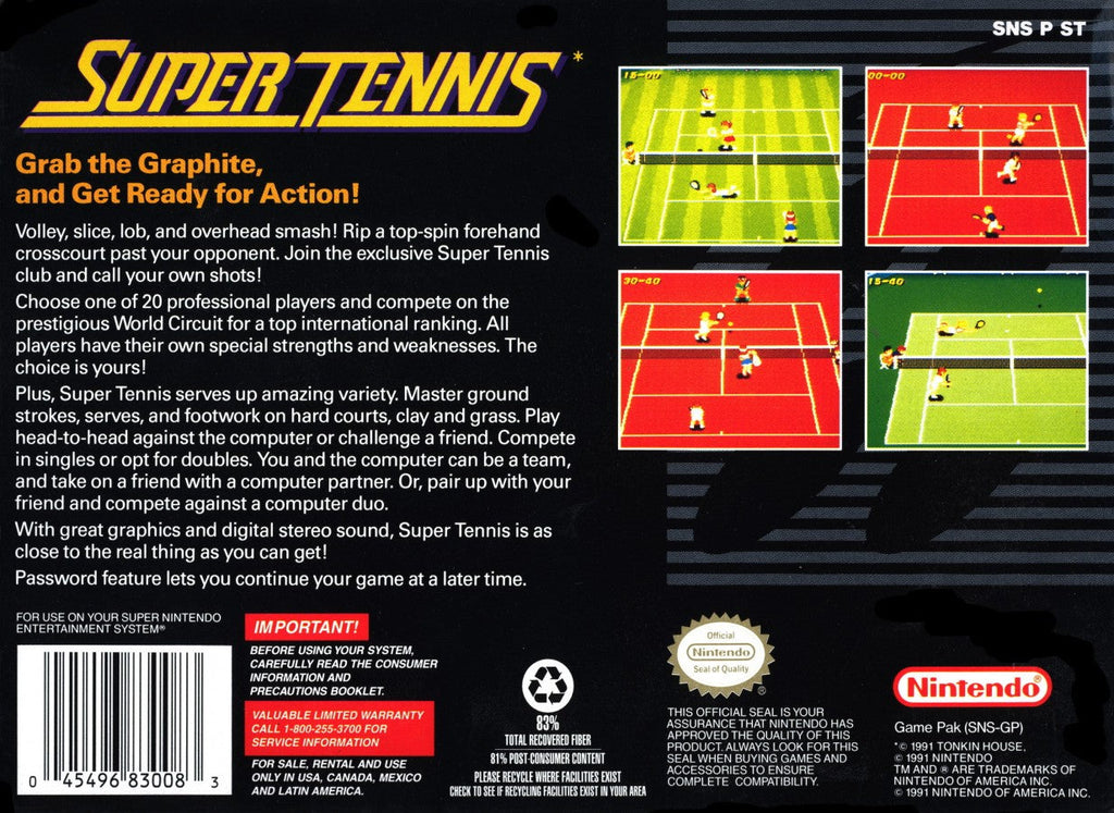 Super Tennis – Super Nintendo Entertainment System (SNES)