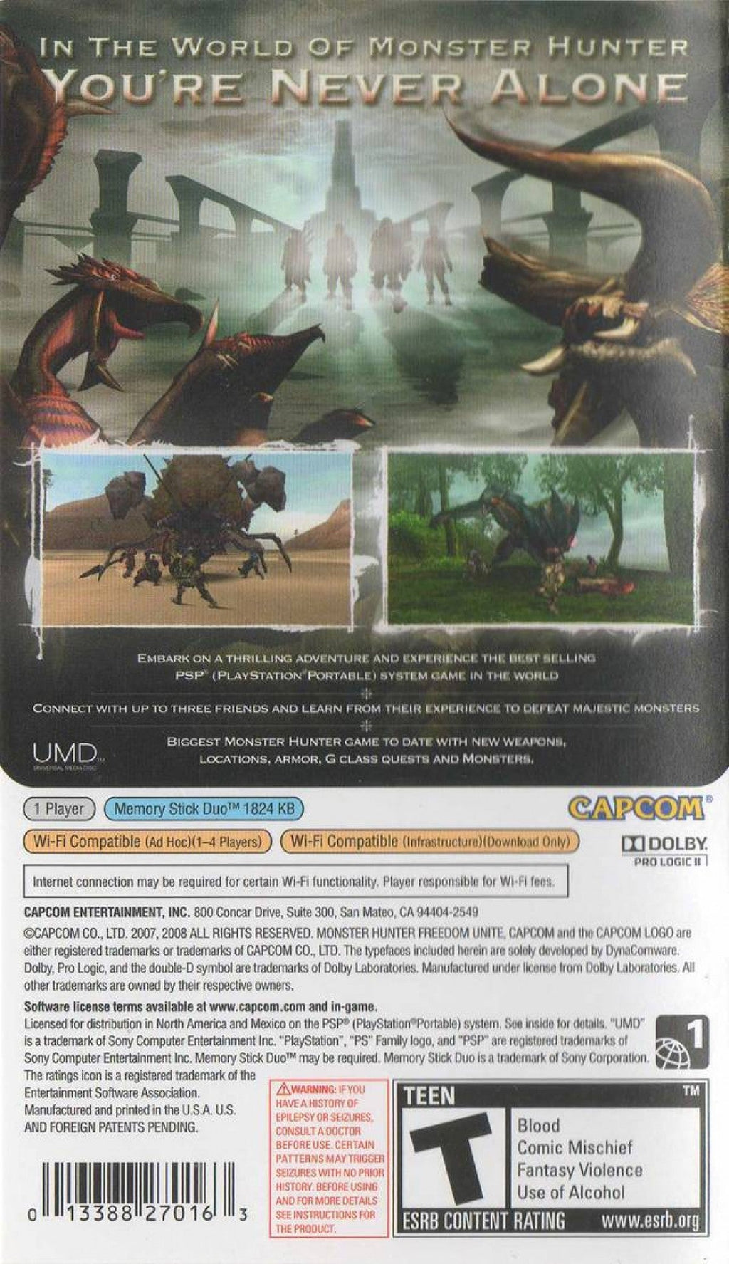 Monster Hunter: Freedom Unite – PlayStation Portable (PSP)