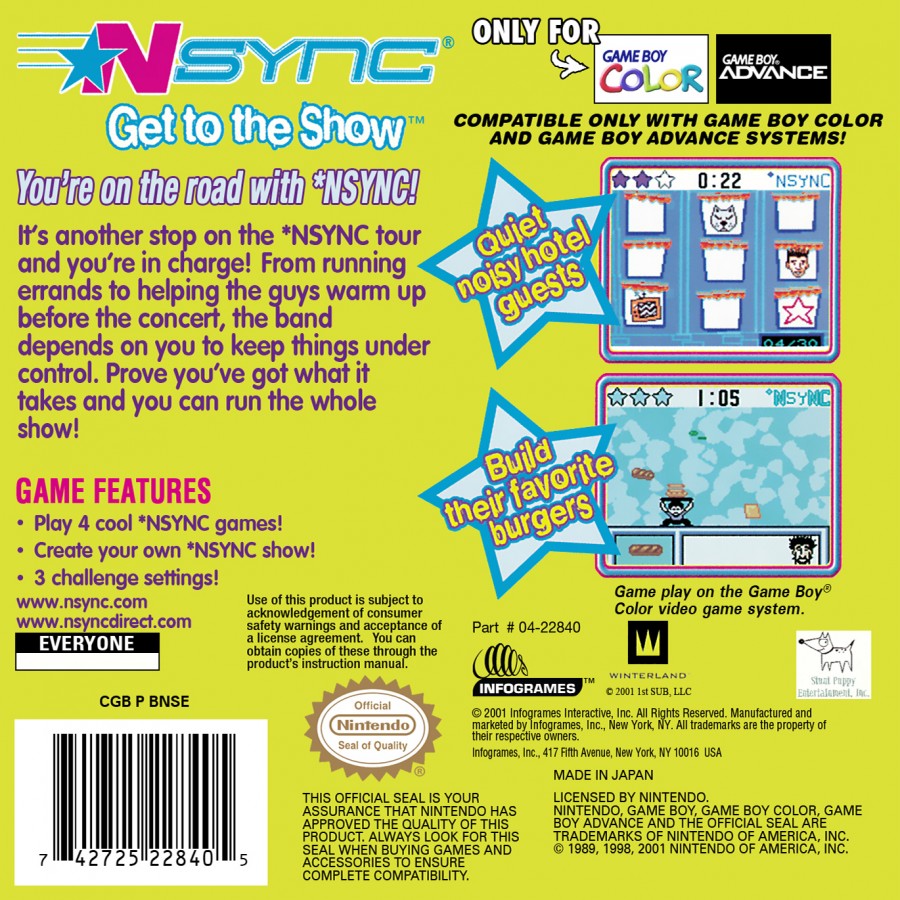 NSYNC Get to the Show – Game Boy Color (GBC)