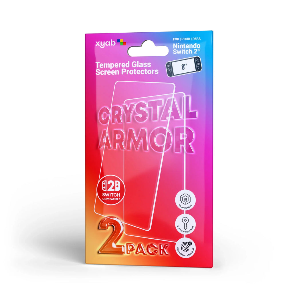 Crystal Armor 2 Pack Tempered Glass Screen Protector for Nintendo Switch 2 – Nintendo Switch 2 (NS2)