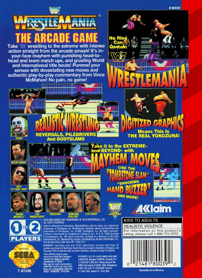 WWF Wrestlemania: The Arcade Game – Sega Genesis (GEN)
