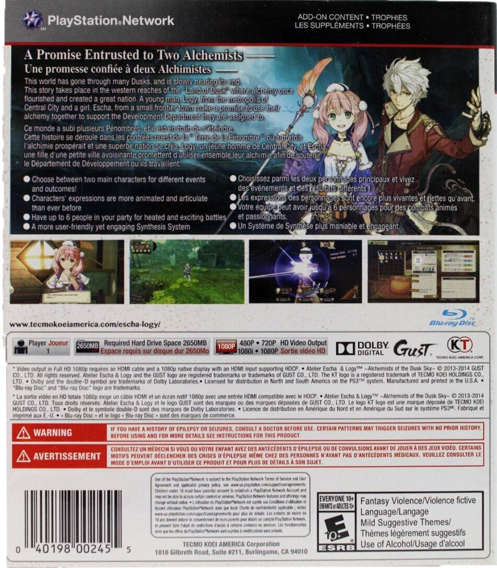 Atelier Escha & Logy: Alchemists of Dusk Sky – Playstation 3 (PS3)