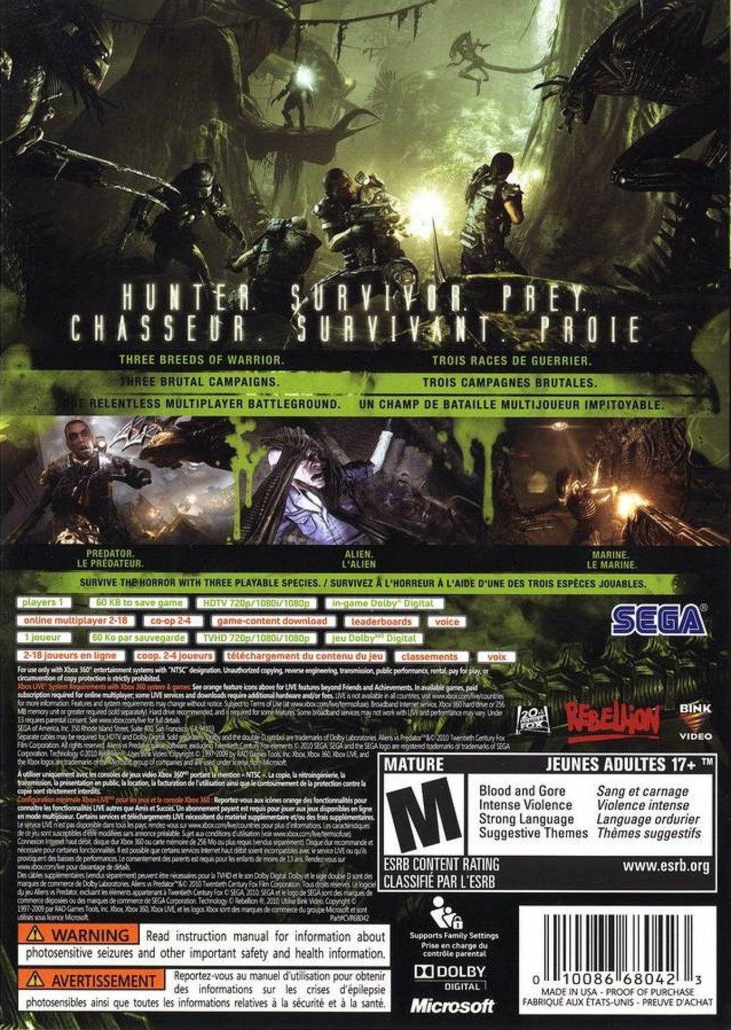 Aliens vs. Predator – Xbox 360 (X360)